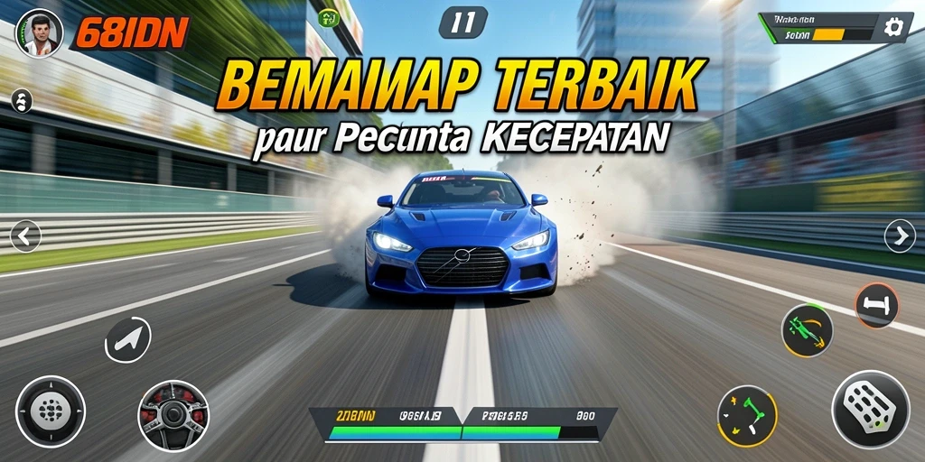 Screenshot gameplay 68IDN menampilkan balapan penuh aksi di trek menantang.