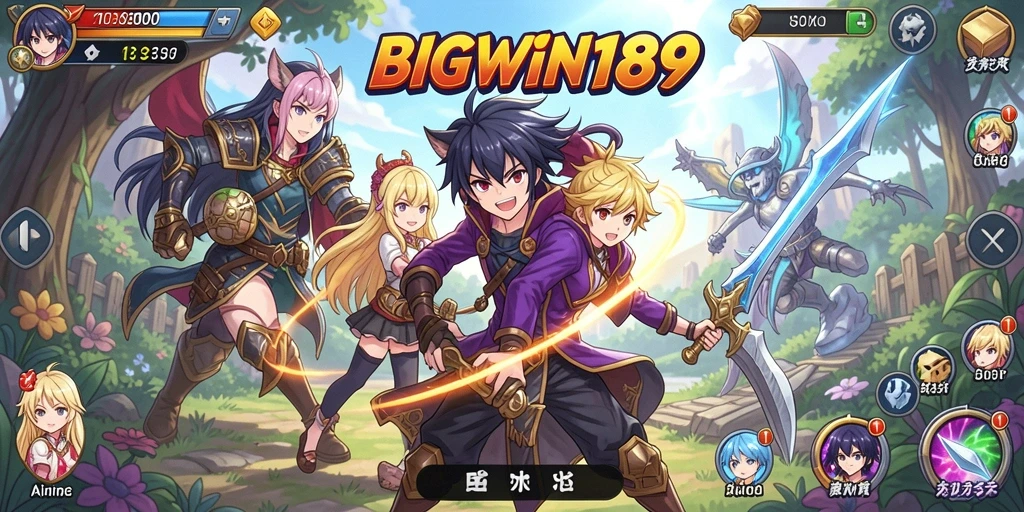 Screenshot gameplay BIGWIN189 menunjukkan aksi karakter Anime yang menarik.