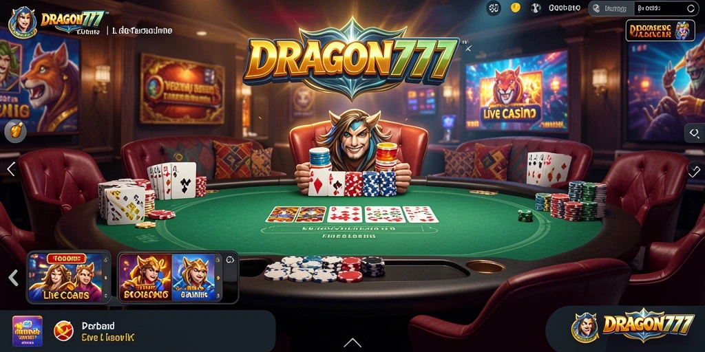 Tampilan gameplay menarik di <strong>DRAGON777</strong> yang menghadirkan dealer langsung.