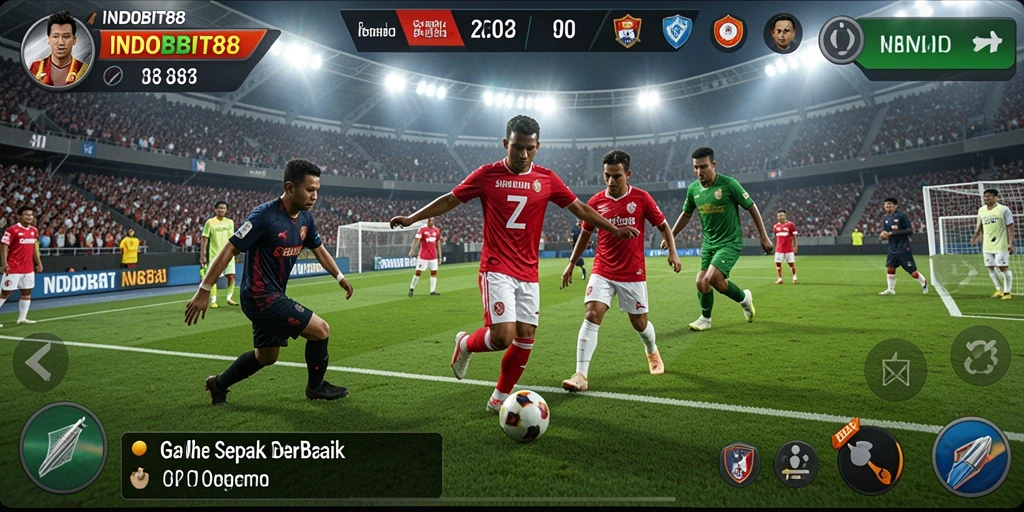 Tampilan gameplay INDOBIT88 yang seru dan penuh aksi sepak bola.