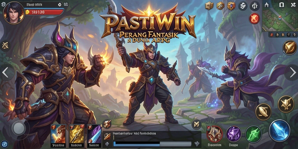 Tangkapan layar gameplay PASTIWIN menampilkan pertempuran intens dengan karakter yang dinamis.
