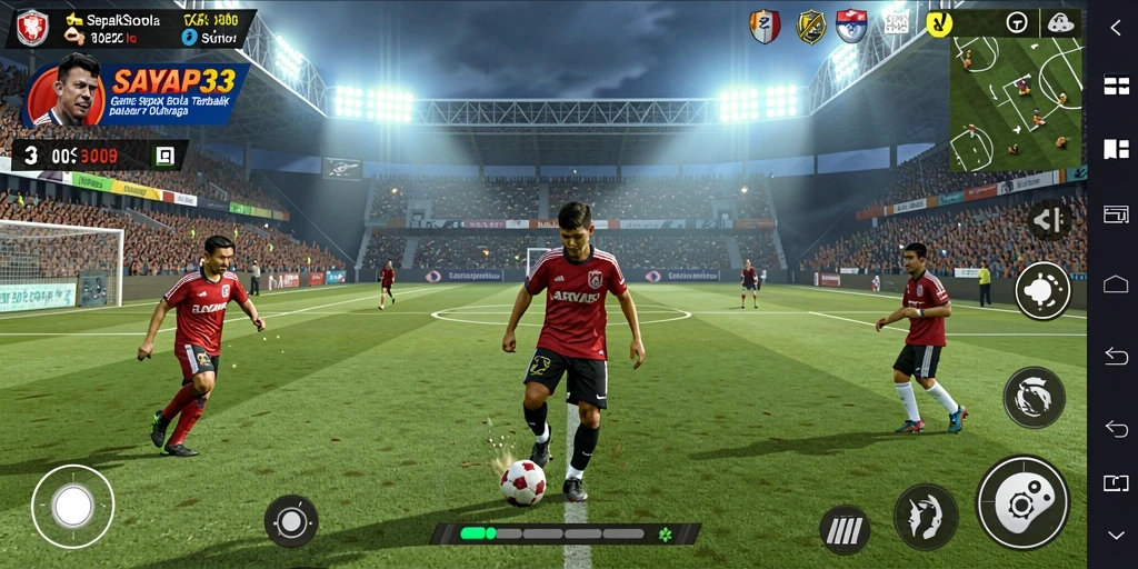 Screenshot utama SAYAP33 menunjukkan aksi mendebarkan dalam pertandingan sepak bola.