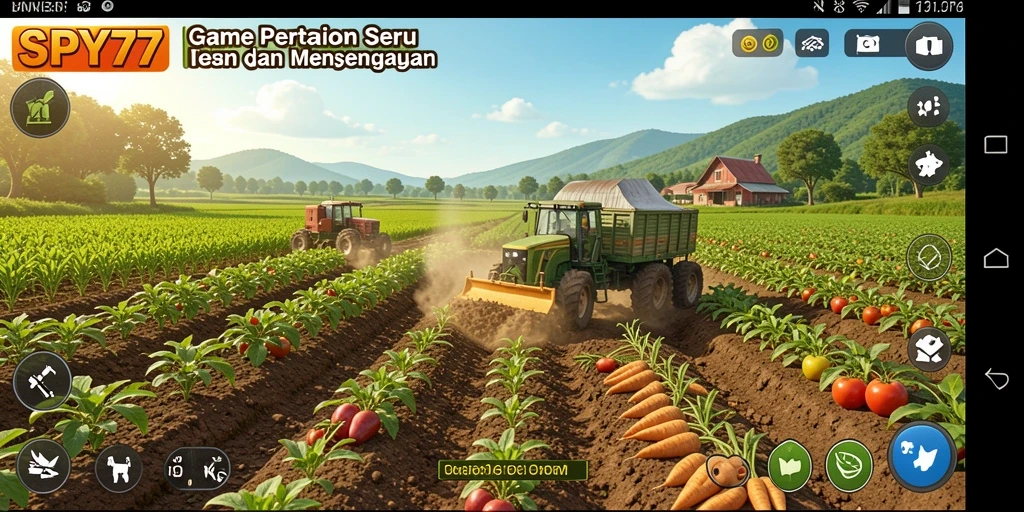 Tampilan gameplay SPY77 yang menyenangkan dan menantang petani.